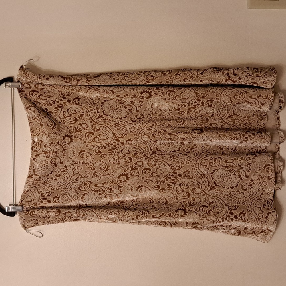 Lafayette 148 beige cream brown swirl desgnn velvet size 22w new midi skirt